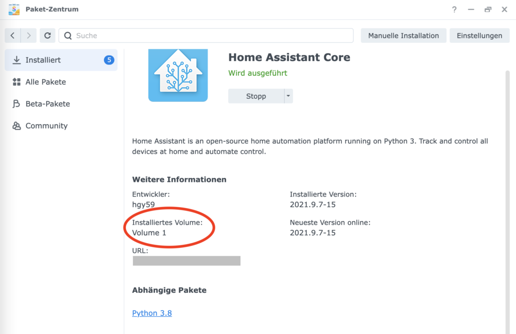 Home Assistant install location